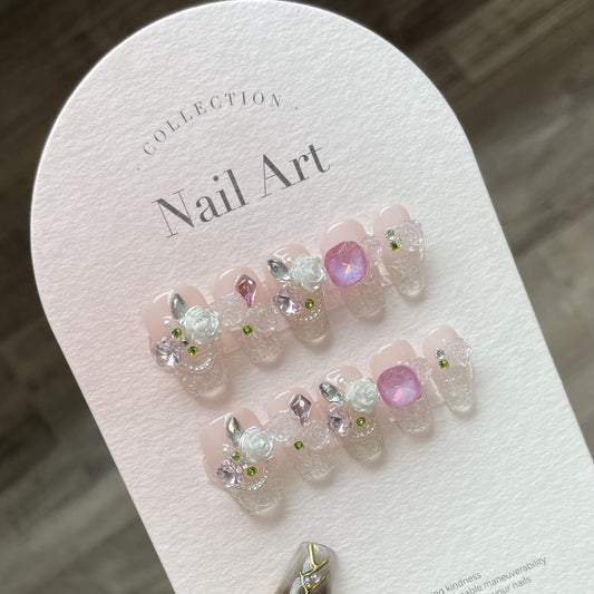 Nails 001-Frozen Camellia Nail Art